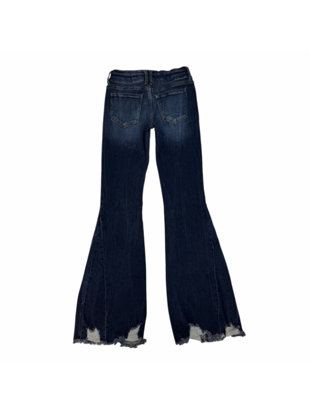 Kancan Signature Mid Rise Super Flare Jeans Size 26 Distressed Raw Hems VBK2079L - Picture 10 of 13